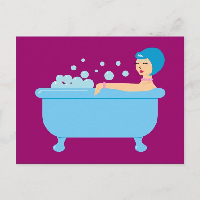Cartão Postal Retro Bubble Bath Girl (Frente)