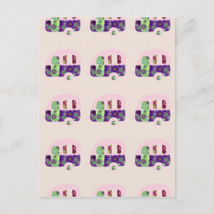 Cartão Postal Retro camper vintage caravana shabbychic