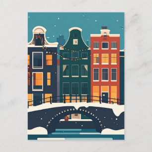 Cartão Postal Retro Casas de Arte do Canal da Cidade de Amsterdã
