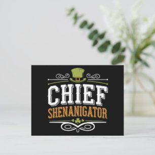 Cartão Postal Retro Chief Shenanigator Chapéu Sortudo do Leprech