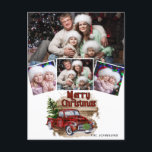 Cartão Postal Retro Classic Rustic Christmas Red Truck PHOTO<br><div class="desc">Retro Classic Rustic Christmas Red Truck Holiday Postcard.</div>
