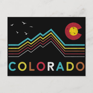 Cartão Postal Retro Colorado Flag Rocky Mountain Souvenir