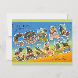 Cartão Postal Retro Coral Gables Flórida