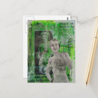 Cartão Postal Retro Corsets Woman Mixed media collage