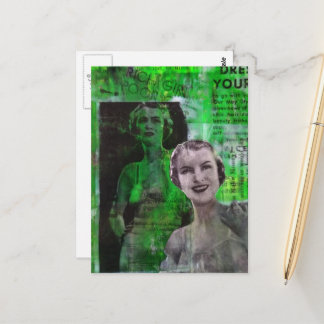 Cartão Postal Retro Corsets Woman Mixed media collage