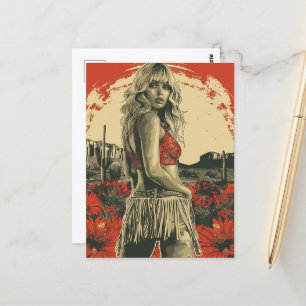 Cartão Postal Retro Cowgirl