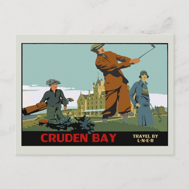 Cartão Postal Retro Cruden Bay Scotland Golf Ad (Frente)