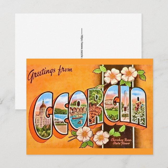 Cartão postal retrô da Geórgia (Frente/Verso)