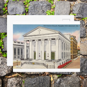 Cartão Postal Retro da Igreja do Cristo Histórico Savannah GA