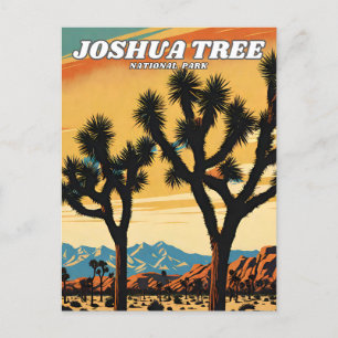 Cartão Postal Retro da ilustração do Parque Nacional Joshua Tree