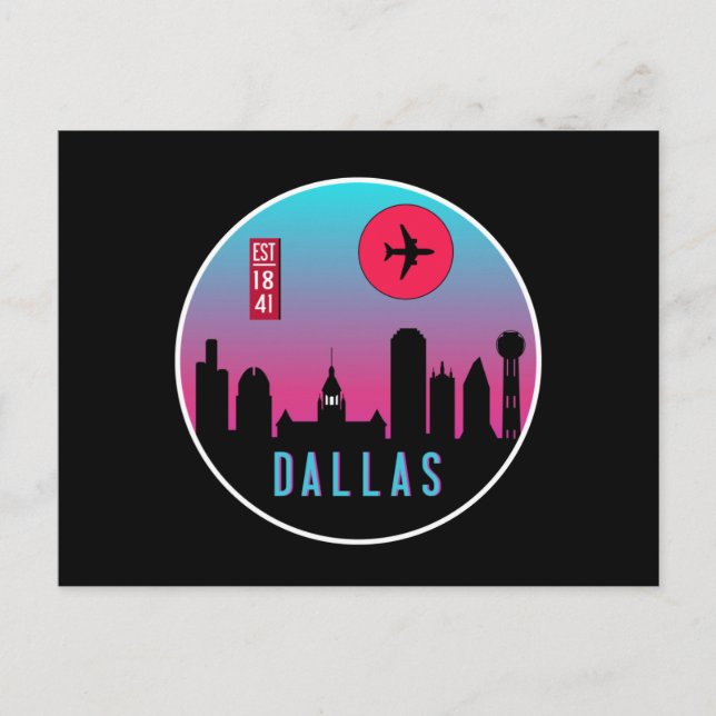 Cartão Postal Retro Dallas City Texas Skyline Cityscape Souvenir (Frente)