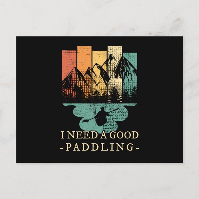 Cartão Postal Retro de Canoagem de Kayaking (Frente)