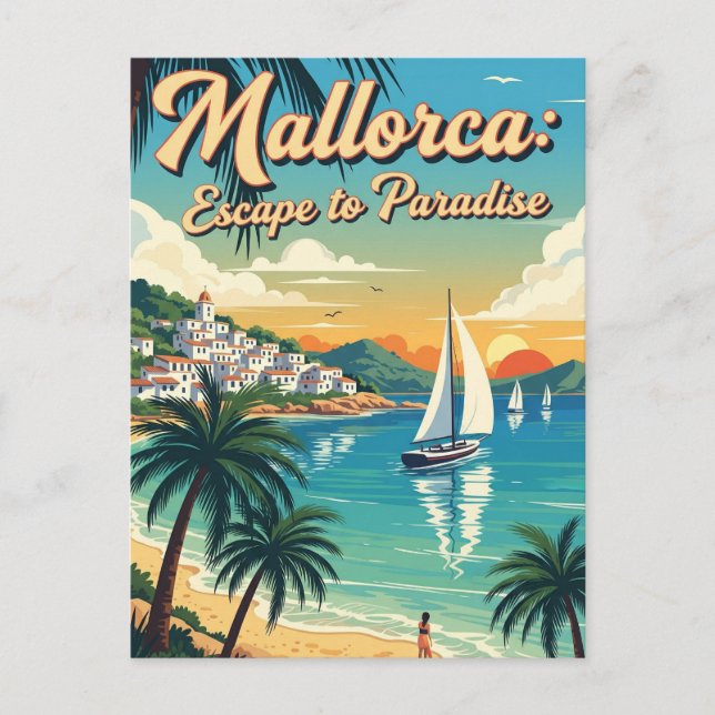 Cartão Postal Retro de colheita da Espanha de Maiorca (Frente)