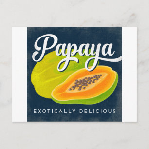 Cartão Postal Retro de Etiqueta de Fruta Vintage da Papaya