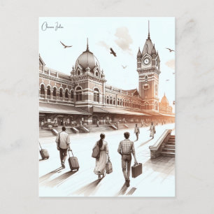 Cartão Postal Retro de férias da cidade viagens vintage Chennai