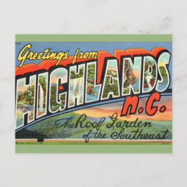Cartão postal retrô de Highlands NC