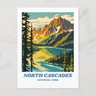 Cartão Postal Retro de ilustração do Parque Nacional de Cascades