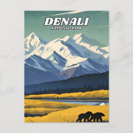 Cartão Postal Retro de ilustração do Parque Nacional Denali