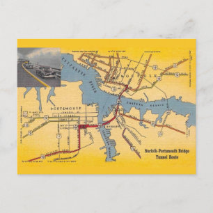Cartão postal retrô de Norfolk Portsmouth