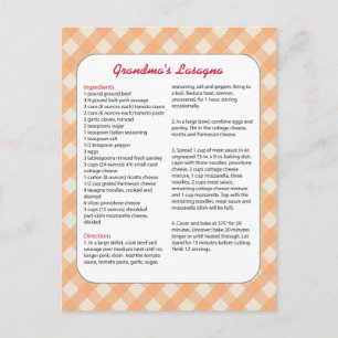 Cartão Postal Retro de Receita Favorita da Família - Lasagna