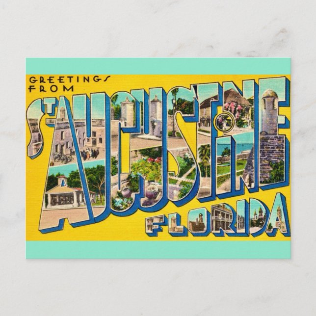 Cartão postal retrô de St Augustine Florida (Frente)