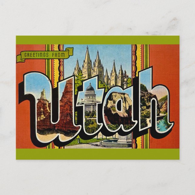 Cartão postal retrô de Utah (Frente)