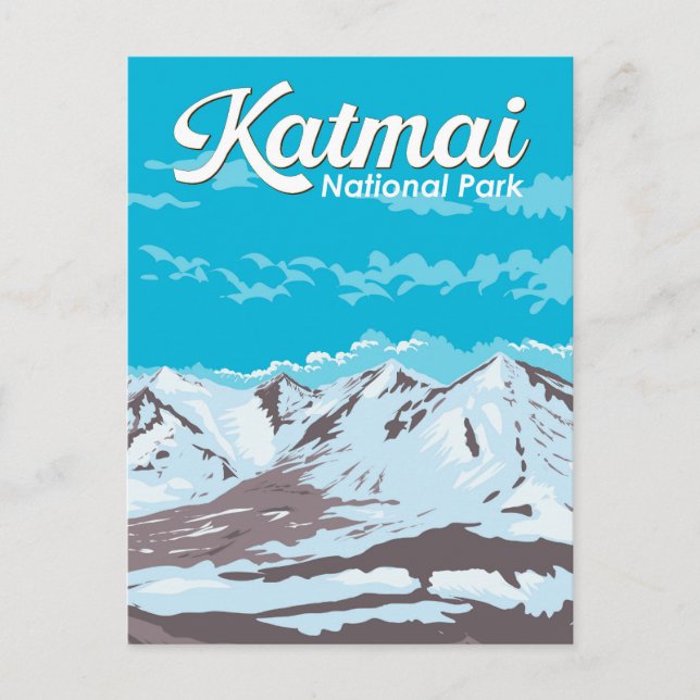 Cartão Postal Retro de Viagem de Arte do Parque Nacional Katmai (Frente)