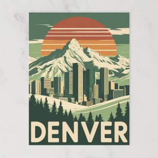 Cartão Postal Retro Denver Mountain City