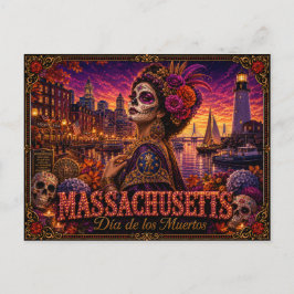 Cartão Postal Retro Dia dos Mortos em Massachusetts
