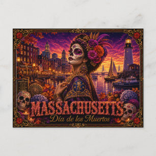 Cartão Postal Retro Dia dos Mortos em Massachusetts