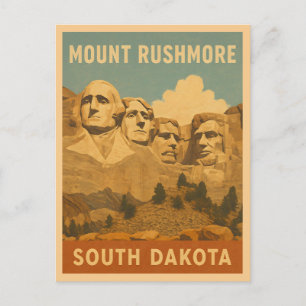 Cartão Postal Retro do Monte Rushmore South Dakota viagens vinta