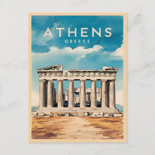 Cartão Postal Retro do Partenon da Grécia de Atenas viagens vint