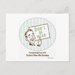 Cartão Postal Retro 'Don't Be Mean' Postcard