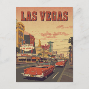 Cartão Postal Retro Drive da Faixa de Las Vegas