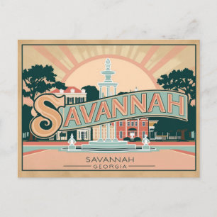 Cartão Postal Retro e Vintage de Savannah, Geórgia