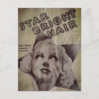 Cartão Postal Retro Estrela Brilhante Cabelo Anúnc
