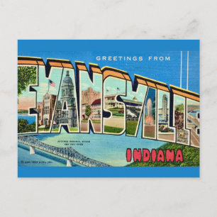 Cartão postal retro Evansville IN
