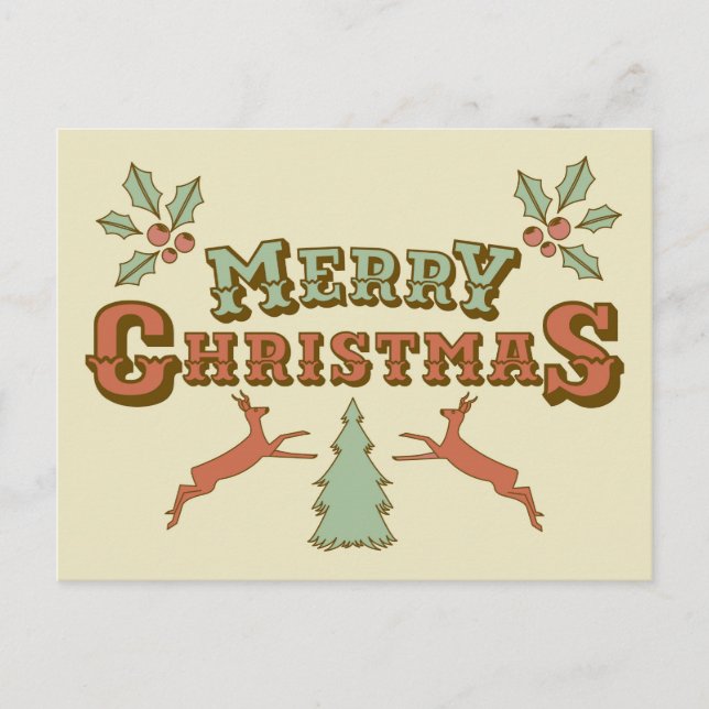 Cartão Postal Retro Feliz Natal (Frente)