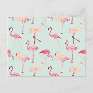 Cartão Postal Retro Flamingo Pattern