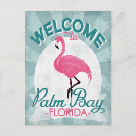 Cartão Postal Retro Flamingo Rosa Pink da Baía de Palm na Flórid