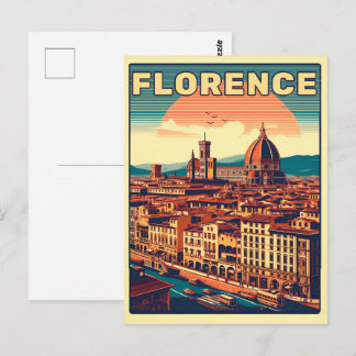 Cartão Postal Retro Florença, presentes de viagem florence itali
