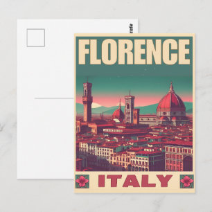 Cartão Postal Retro Florence, firenze os presentes de viagem itá