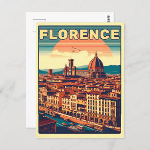 Cartão Postal Retro Florence, firenze os presentes de viagem itá