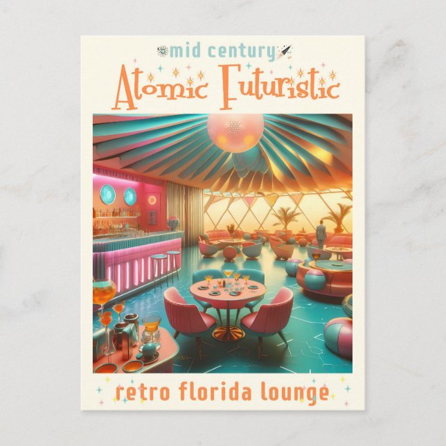 Cartão Postal Retro-Flórida Atômica Lounge (Frente)