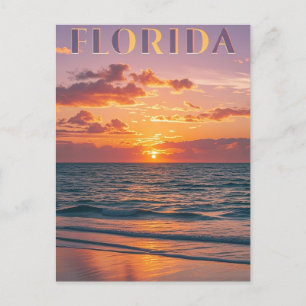 Cartão Postal Retro Florida Beach Sunset: Coastal Dreams & Vinta