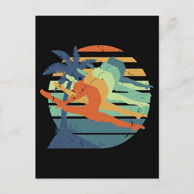 Cartão Postal Retro Funny Gymnass Mulheres Acrobáticas Esportiva (Frente)