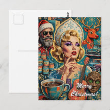 Retro Glamour Snow Maiden Merry Christmas