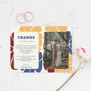 Cartão Postal Retro Groovy Boho Chic Casamento Floral Obrigado