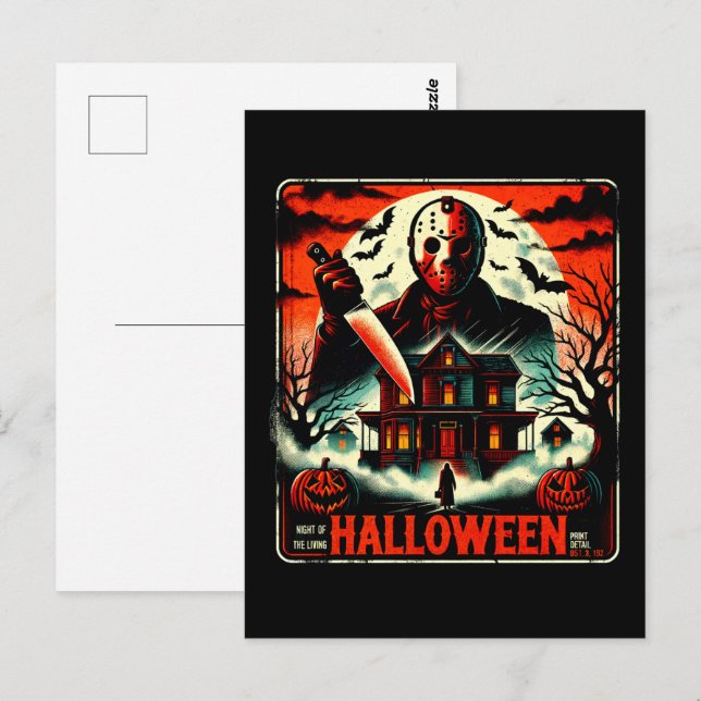 Cartão Postal Retro Halloween Horror Night 80s Slasher Vibes (Frente/Verso)
