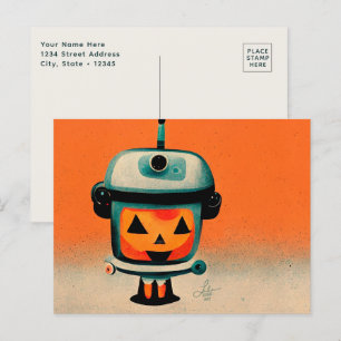 Cartão Postal Retro Halloween Robot 002 ・ Bela Arte Personalizad